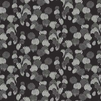 Mylah's Garden, Feather Dot Black by the yard