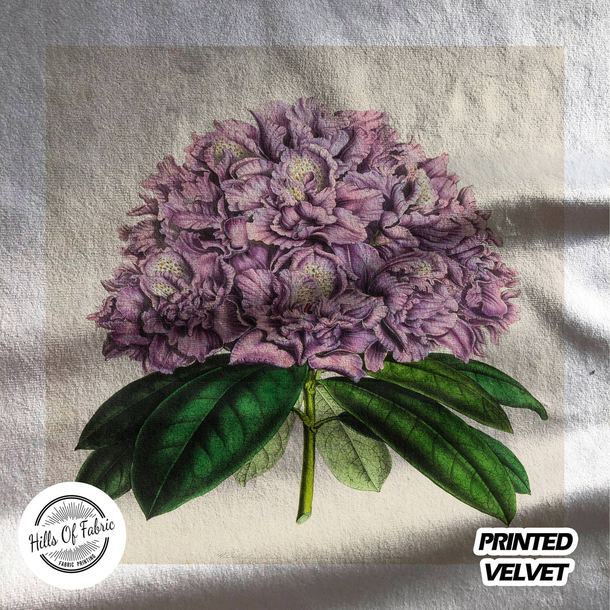 Big Leaf Purple Hydrangea Printed Fabric Panel