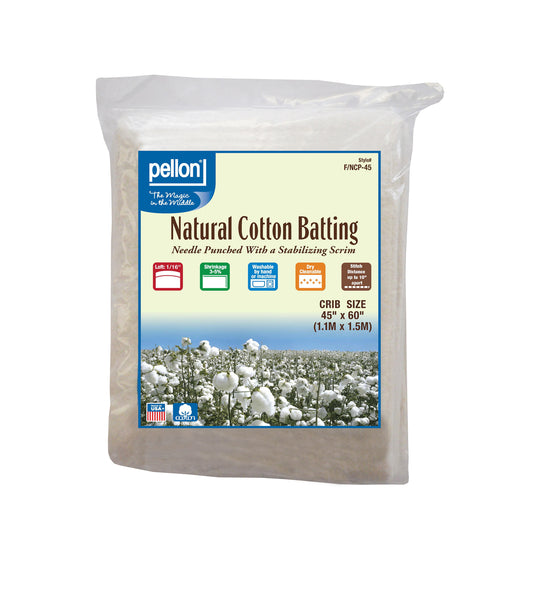 Pellon Nature's Touch Cotton Batting Crib Size 45"x60" crib size