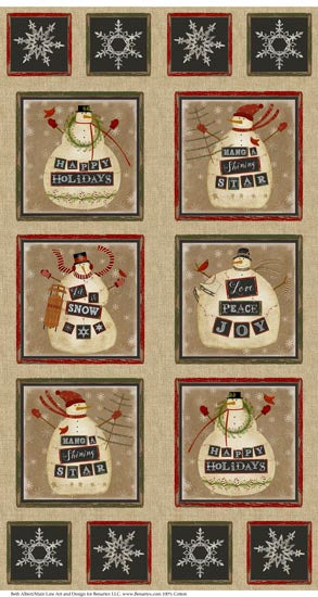 Jingle Bell Time - Snowman Panel - Beige