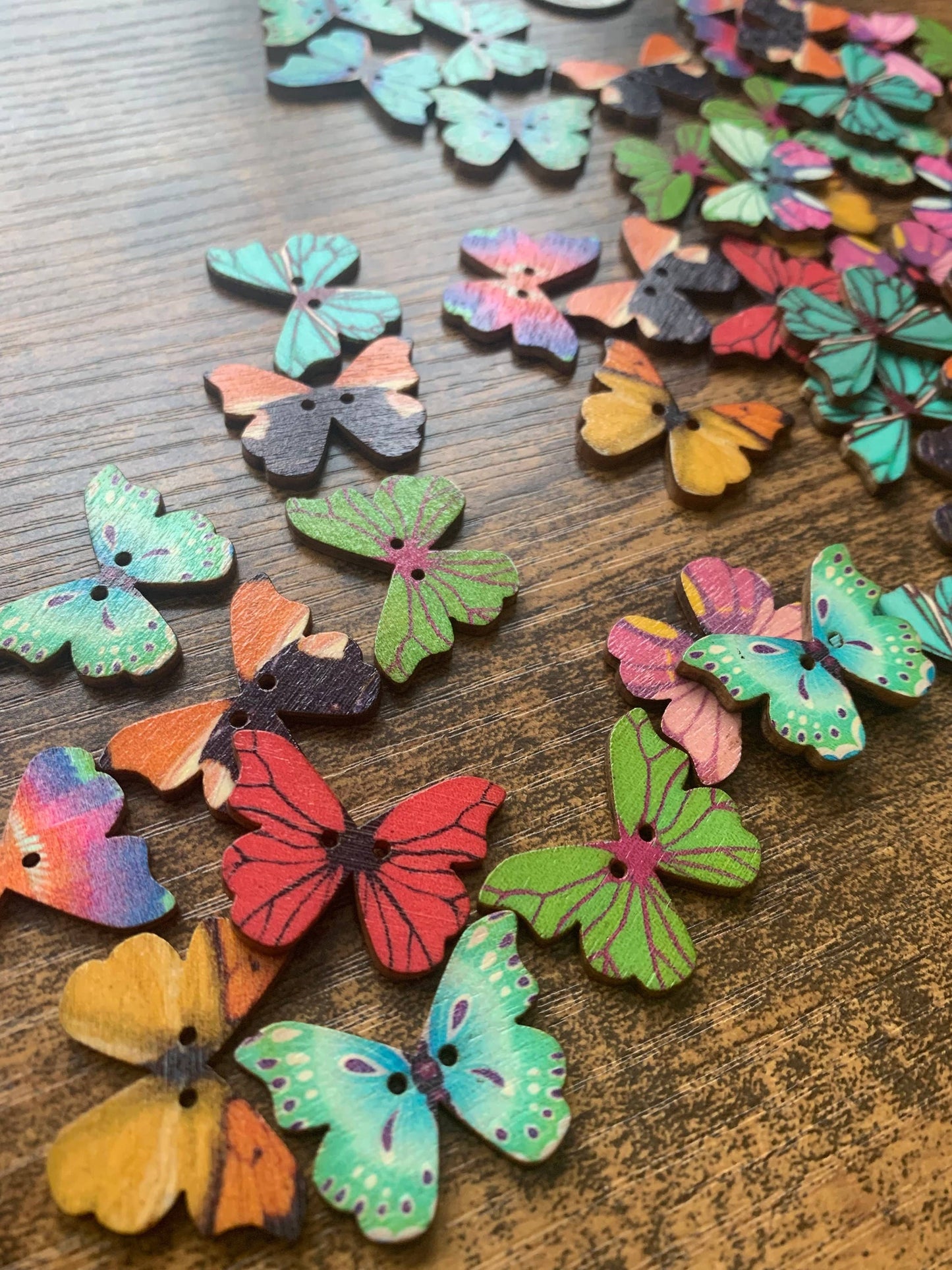 Wooden Butterfly Buttons, 1.2 Inch, Butterfly Buttons