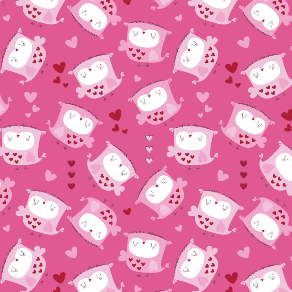 End of bolt Owls & Hearts -100% Cotton Flannel 1 yd & 16”