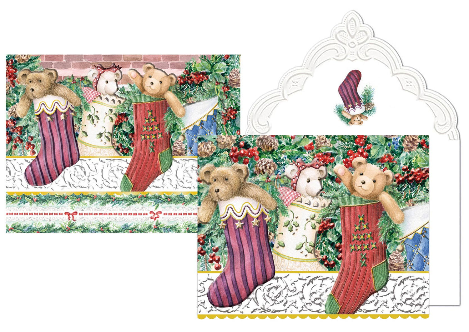 Seasonal Christmas Stockings Embossed Die-cut Boxed Portfoli