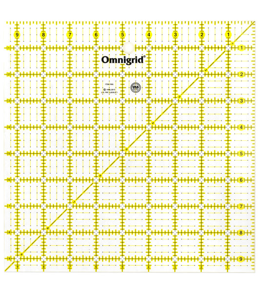 Omnigrid Square Ruler, 9-1/2" x 9-1/2"