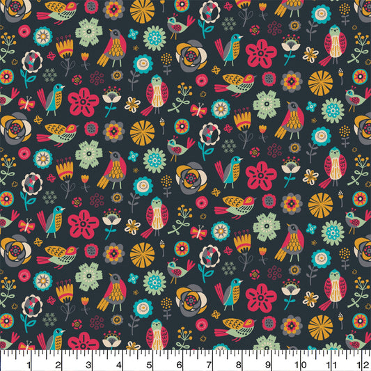 Emma & Mila Collection - Fabric by the Yard-Birds of a Feather - Birds & Flowers-