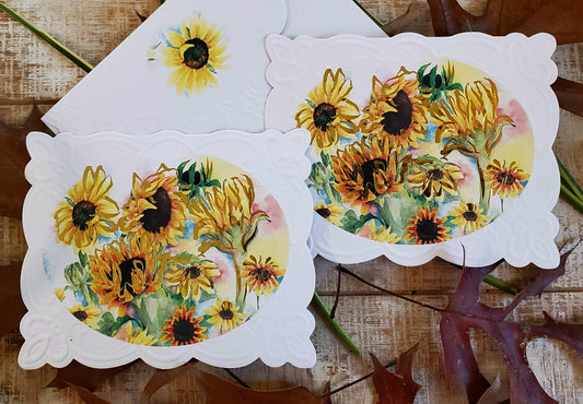 Carol Wilson Fine Arts Sunflower embossed die-cut note cards