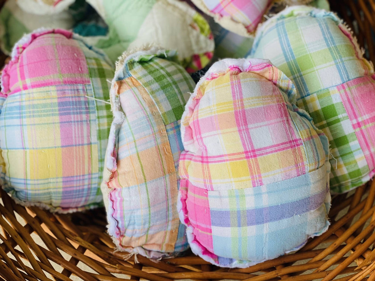 Vintage Fabric Easter Eggs made from upcycled quilts