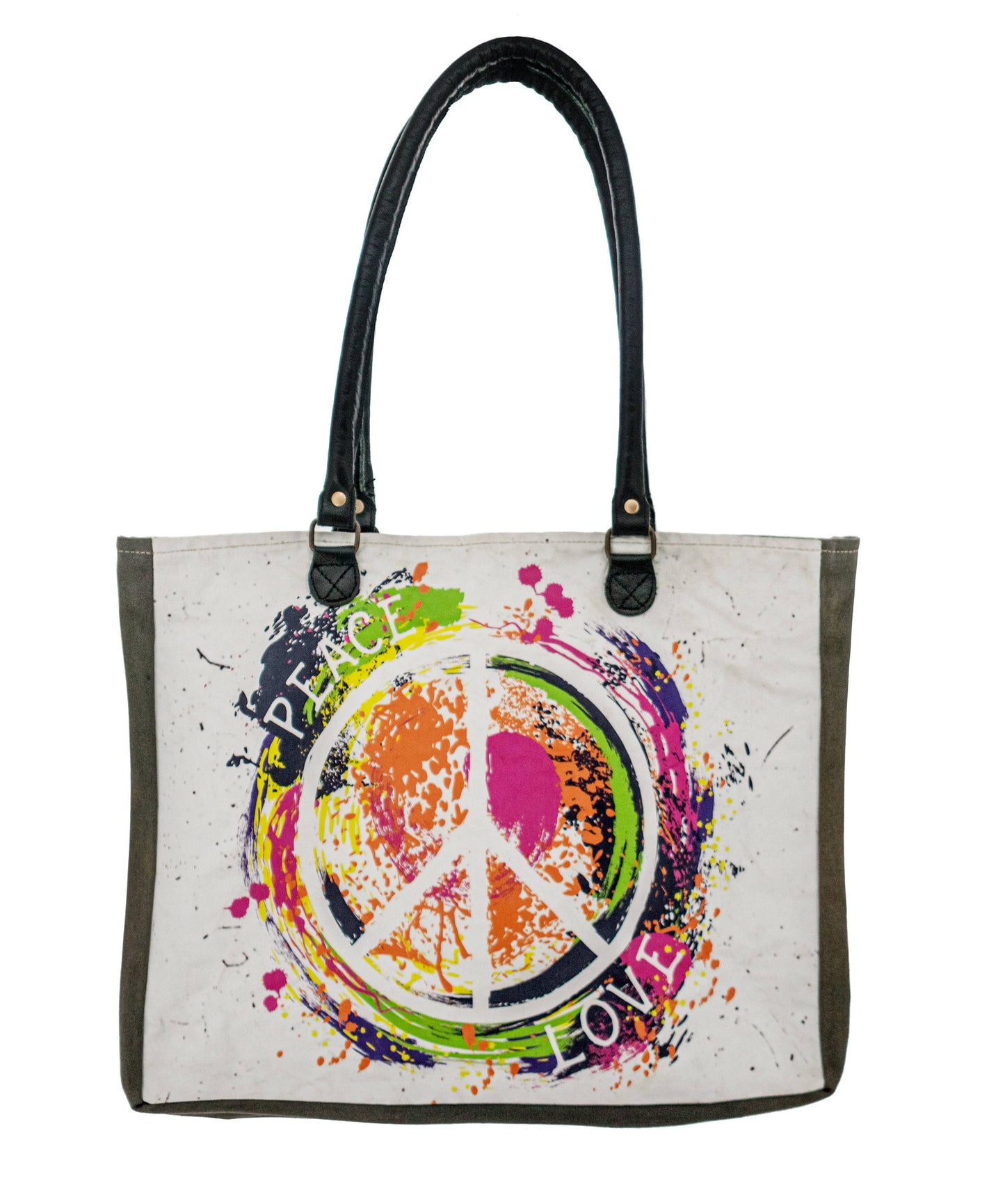 Peace Love Multicolor Recycled Tent Market Tote