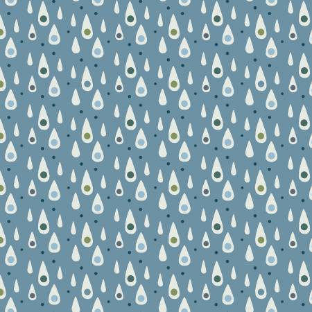 Blue Rain Drops Fabric by the Yard