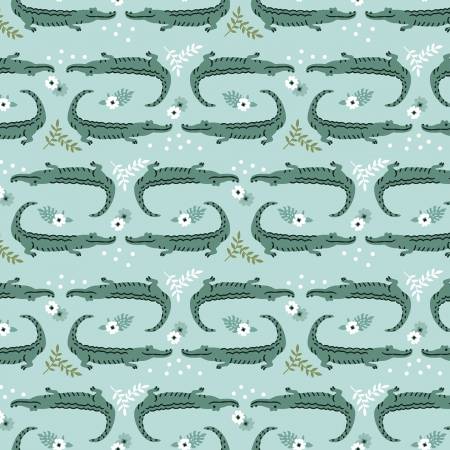 Aqua Alligator Fabric by the Yard
