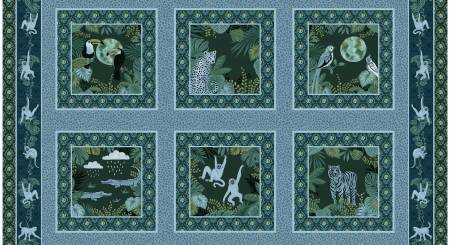 Blue 10in blocks panel, Earth Day Every Day by the yard