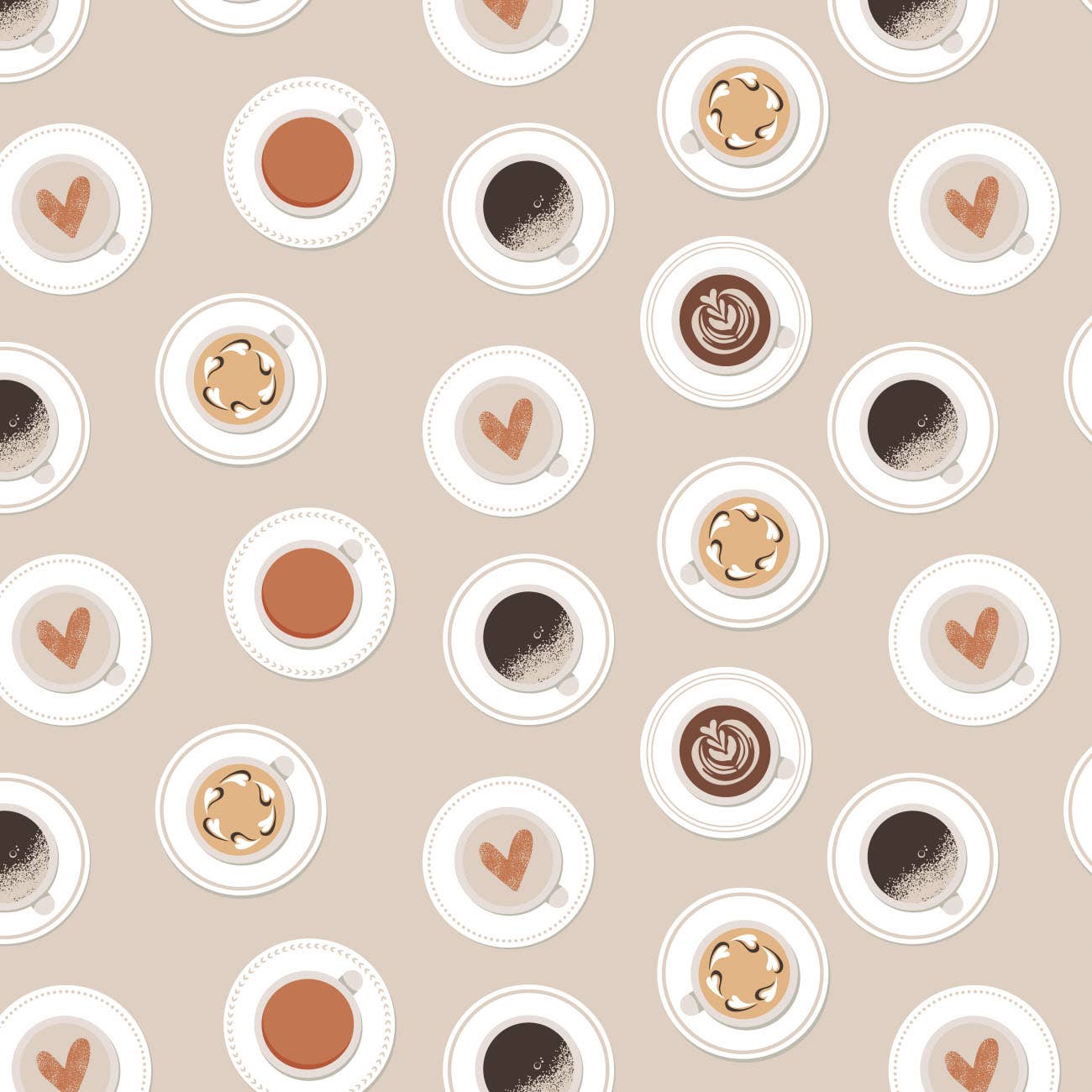 Cool Beans Collection by CDS - Coffee Art - Cotton-Cream Fabric by the Yard - online only