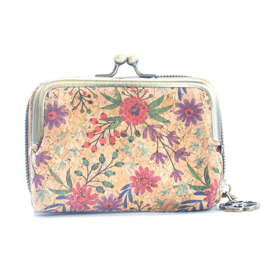 Cork card Wallets with Floral Print Patterns Purse BAGF-037