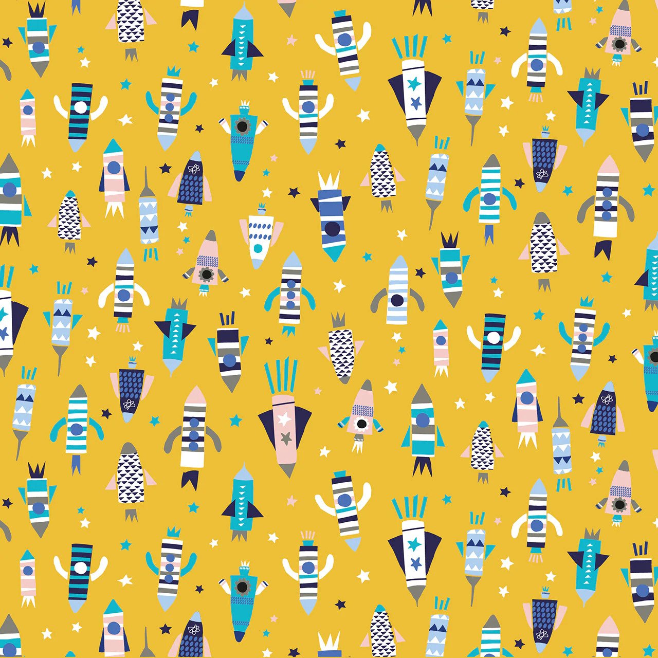 Rockets and Stars on Yellow