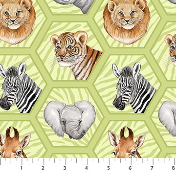 Baby Safari Green Multi Fabric by the Yard