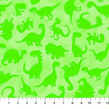 Dino Days Green Silhouette Fabric by the yard
