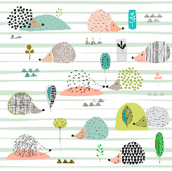 Posh Hedgehog Stripes-Fabric by the Yard