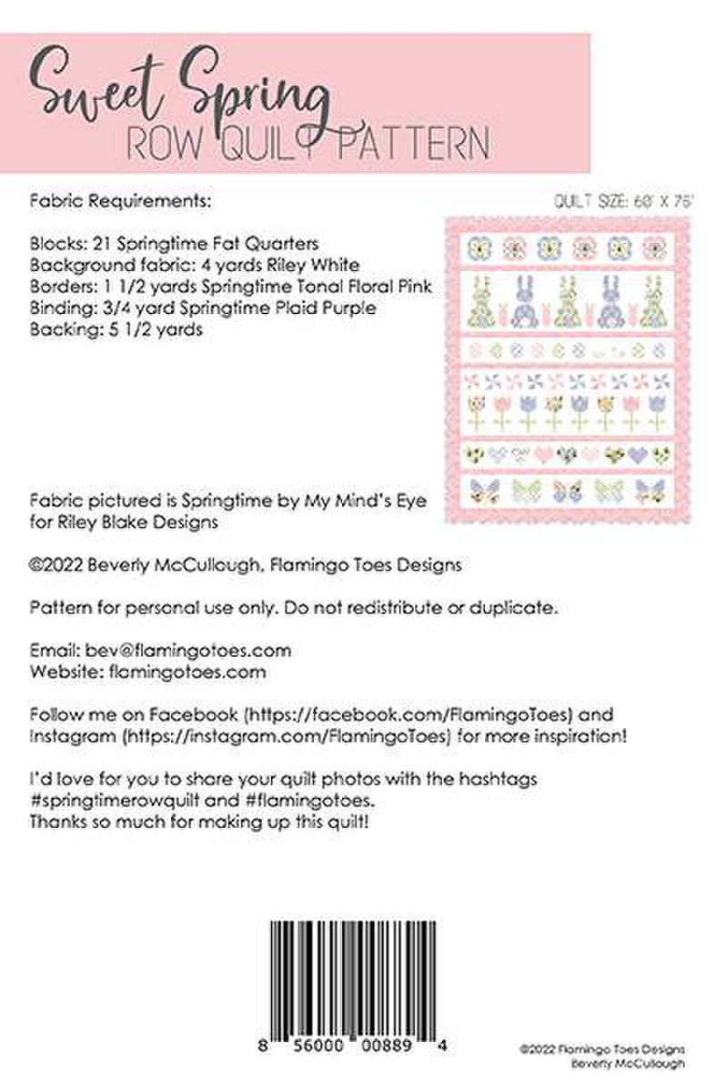 Beverly McCullough Sweet Spring Row Quilt Pattern