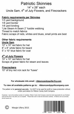 Seasonal Skinnies Patriot Skinnies - Fusible Applique Pattern