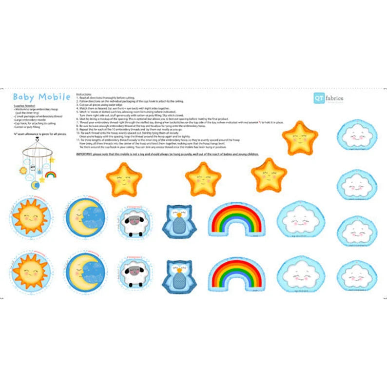 QT Fabrics. Sew & Go XIII. Baby Mobile Panel