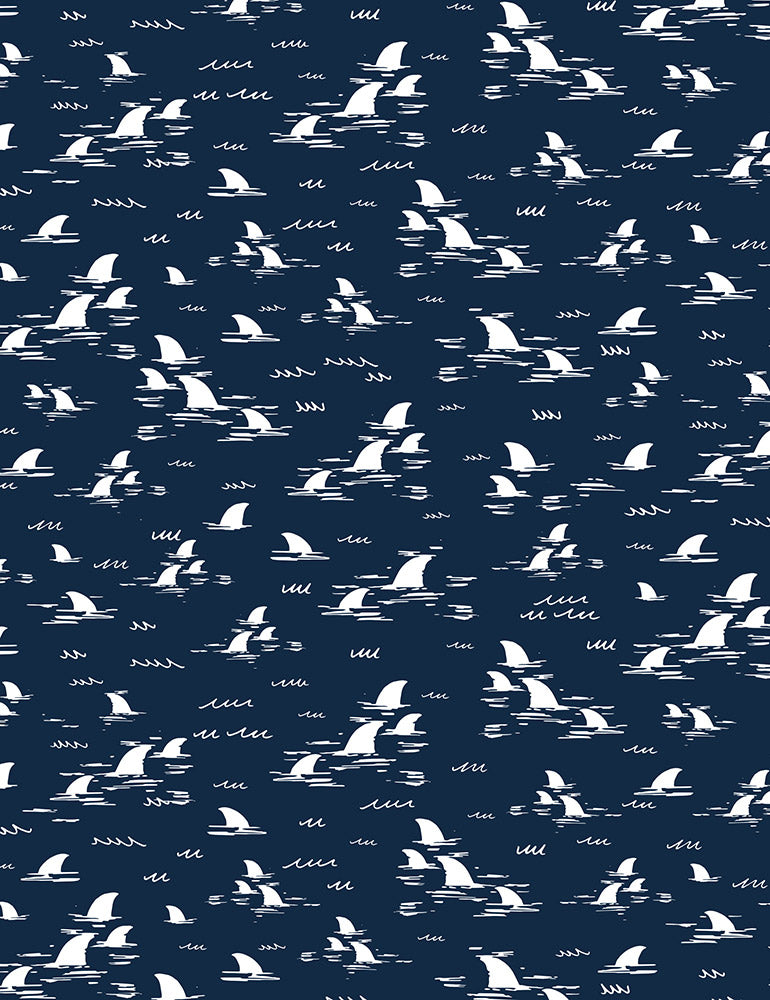 Shark Fin Navy Fabric by the Yard