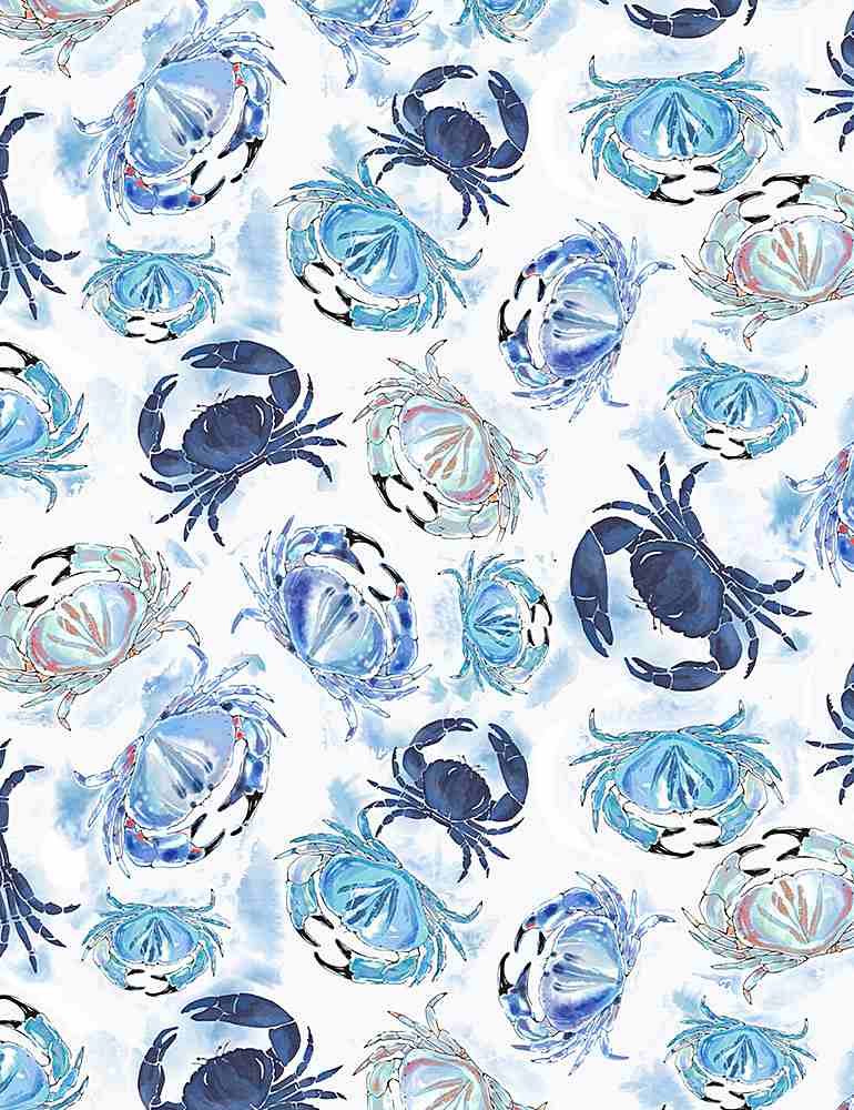Mixed Crab Fabric by the Yard- White