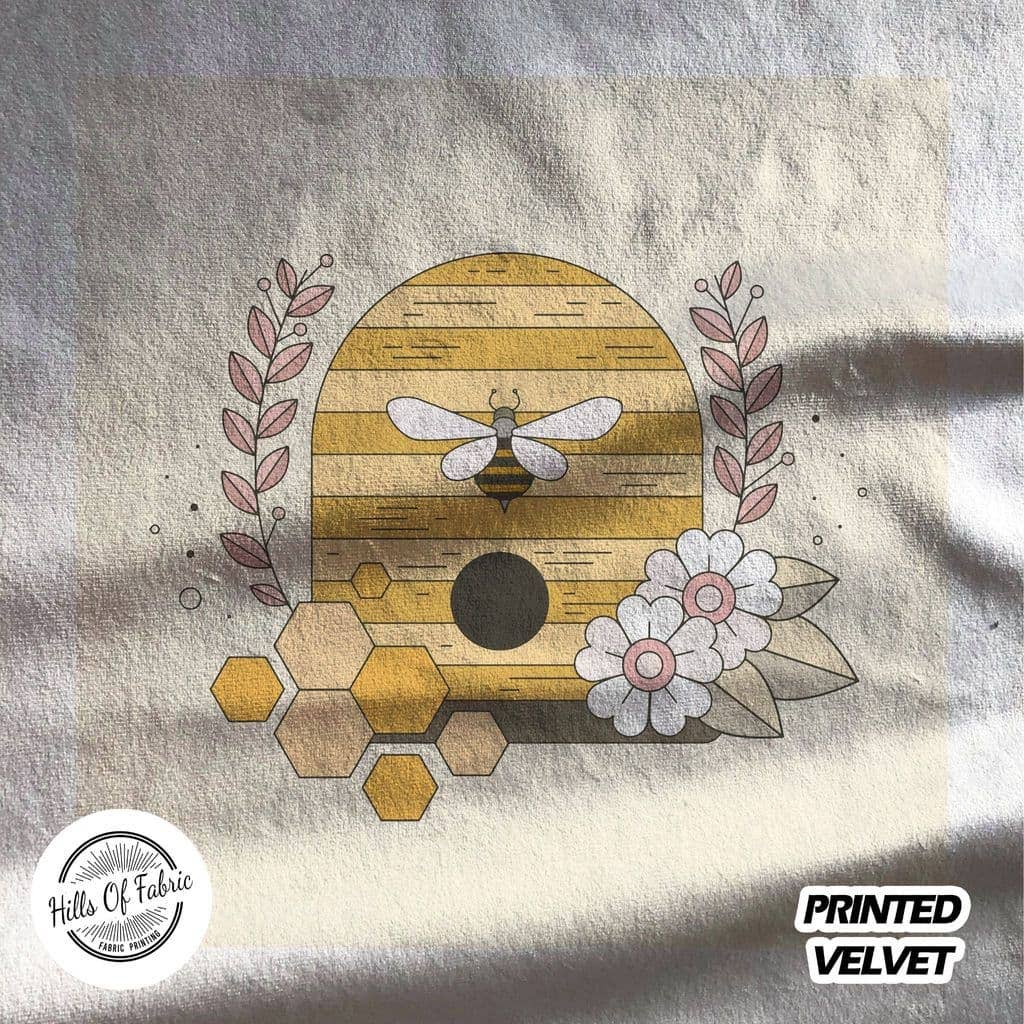 Bee Hive flowers Honey Insect Printed Fabric Panel