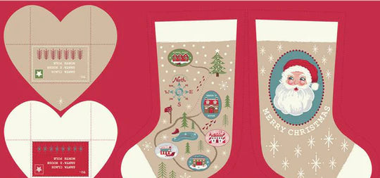 Christmas Stocking Panel by Lewis and Irene by the yard