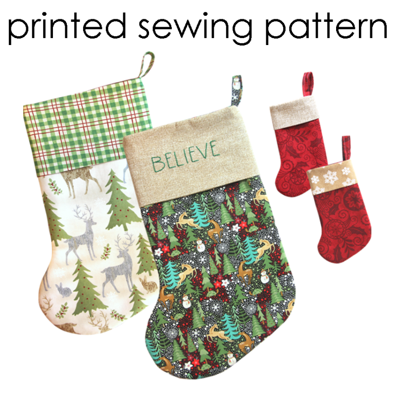 Lined Christmas Stocking Sewing Pattern With Bonus Mini Stocking