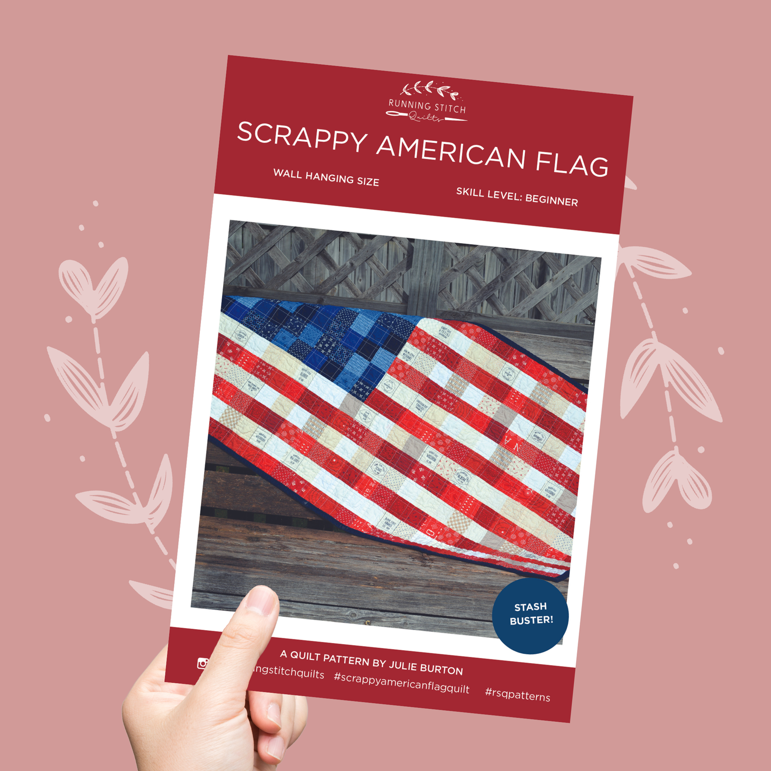 Scrappy American Flag Pattern - PRINTED