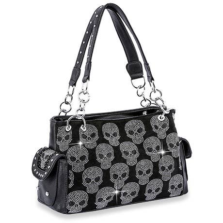 Skull Design Rhinestone Handbag