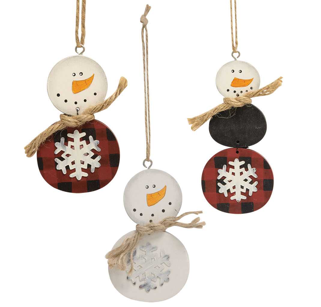 Buffalo Check Snowman Christmas Ornament,