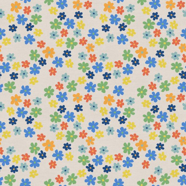 Dino Day dreams fabric by the yard- rainbow flowers