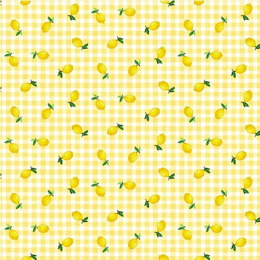 Lemon Fresh fabric by the yard-Lemon Gingham