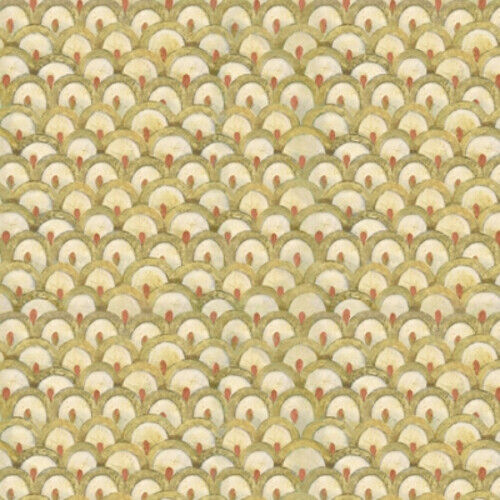OWL ARABESQUE Owls Scalloped Beige Fabric by the Yard