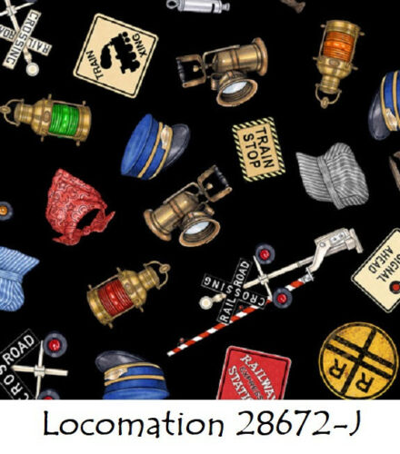 Locomotion Train Gear Fabric by the Yard-Black
