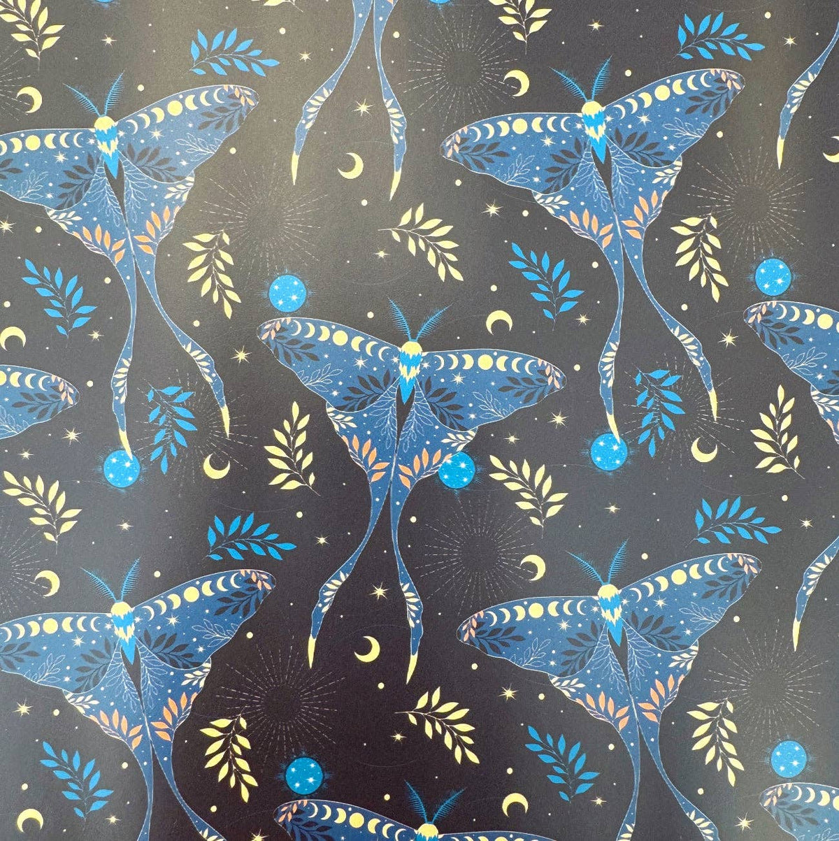 Luna Moth Printed Vinyl Fabric 18x54 for Bag Making