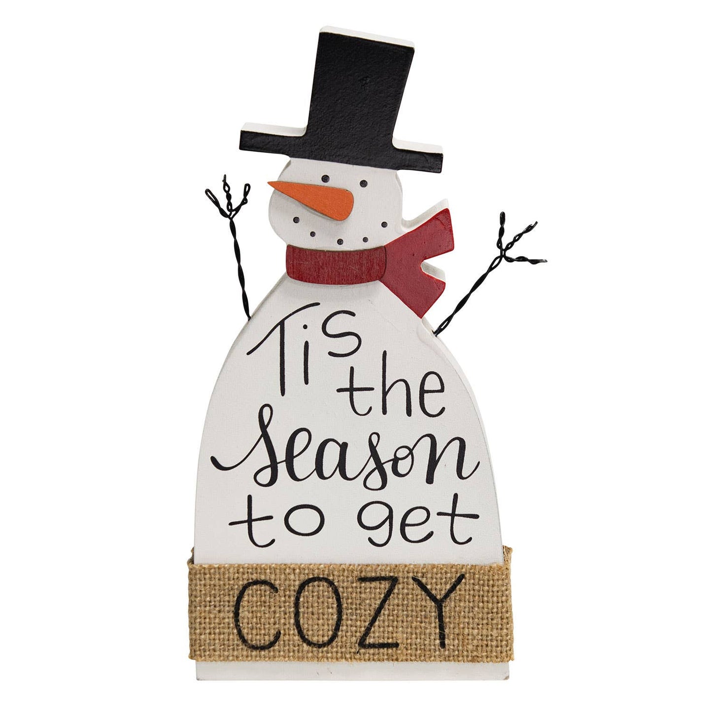 Tis the Season to Get Cozy Wooden Snowman Sitter