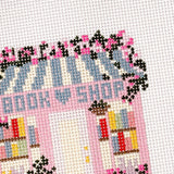 Ready to Ship Hand Painted Book Shop Storefront 6” Needlepoint Canvas 13 Mesh Reading Needlepoint Canvas Storefront Hand Painted