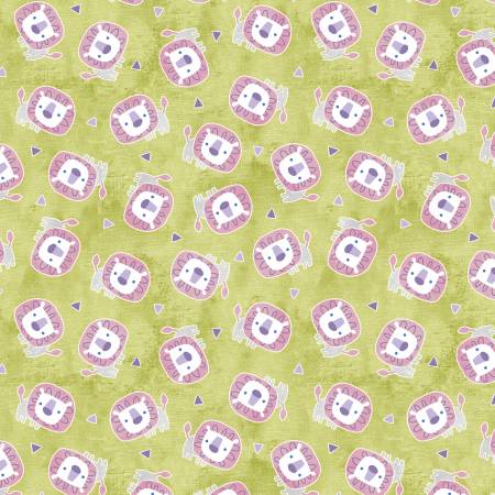 Benartex Chalk Baby Flannel Lion and Triangles Lime Flannel by the Yard