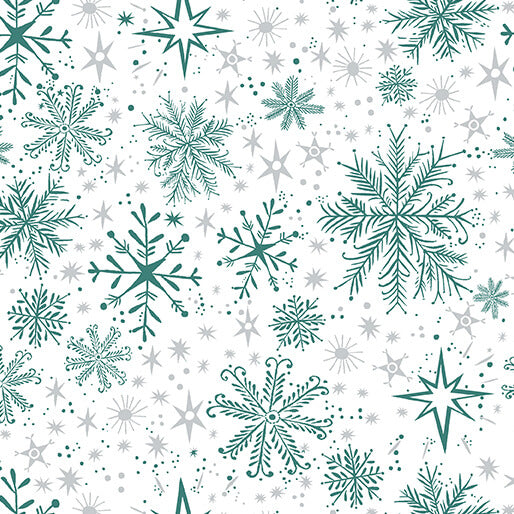 Snow Frost White/Teal by Katie Daisy for Benartex