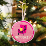 Needlepoint Ornament - Indoorsy, Finished Product