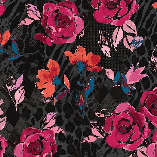 Sweet Jane Rose Noir Lawn from Grunge Gone Glam by Jane Clauss for Benartex, Lawn by the yard