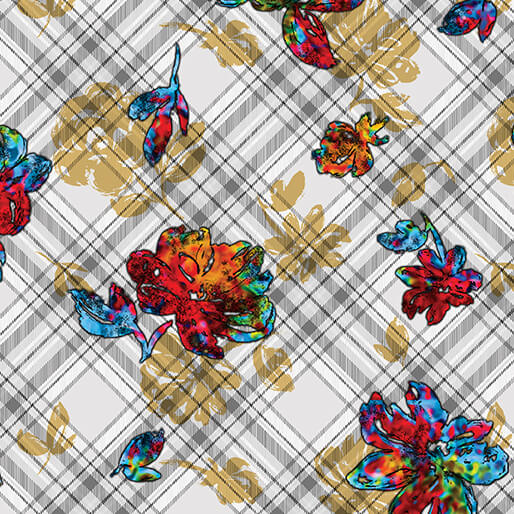 Forever Young Prism Plaid Lawn from Grunge Gone Glam by Jane Clauss for Benartex, Lawn by the yard