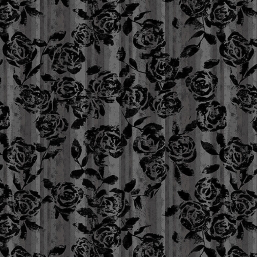 Gilded Garden from Grunge Gone Glam by Jane Clauss for Benartex Charcoal, blend of polyester Spandex by the yard