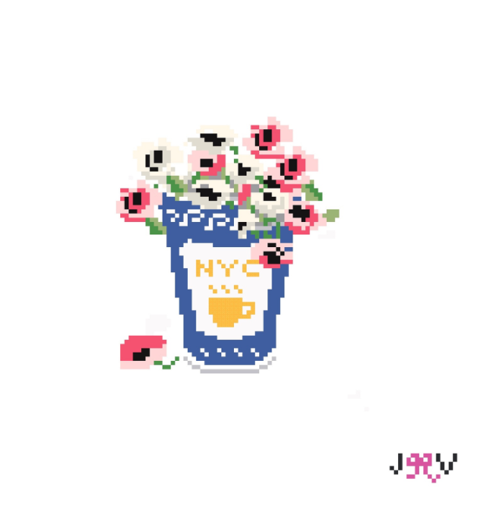 JV165 - NYC Anthora Cup Spring Needlepoint Canvas