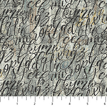 My Type for Northcott, Gray Multi  Script, by the yard