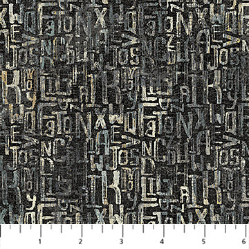 My Type for Northcott, Charcoal Multi Letter Matrix by the yard