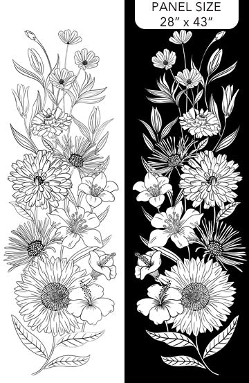 Ebony & Ivory from Northcott, Flower Panel