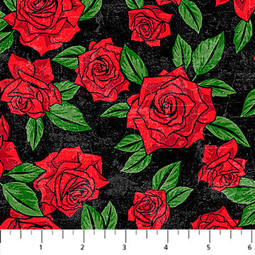 Till Death us do part Black Multi- Red Roses